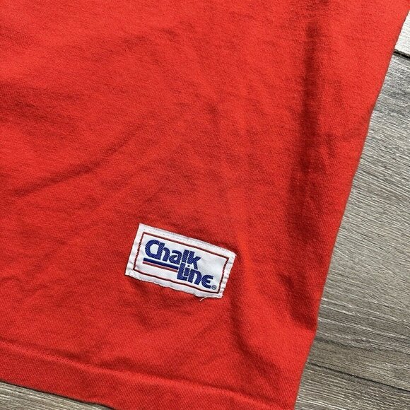 Vintage 90s Detroit Red Wings T Shirt L Mens Single Stitch Chalk Line Red - Picture 4 of 8